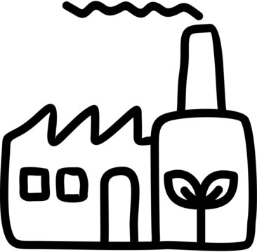 handdrawn eco factory icon