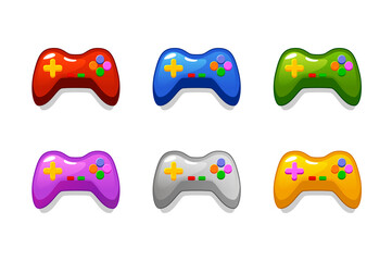 Set multi-colored isolated joysticks for computer games. © babysofja