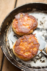 Pancakes with apples, cinnamon and icing sugar 