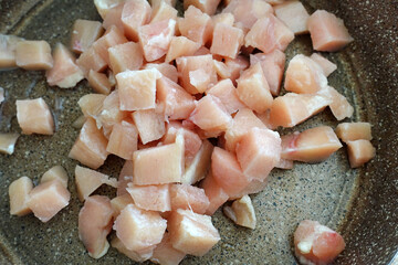 chicken tenderloin pieces, diced into cubes,