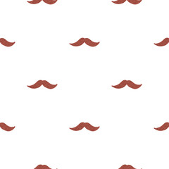 Mustache seamless pattern on. Vintage barber shop in doodle style.