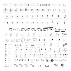 Collection of musical symbols and notes. Musical notation. - obrazy, fototapety, plakaty