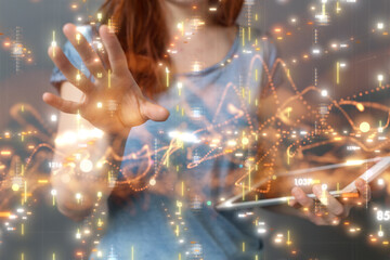 Neural network 3D illustration. Big data and cybersecurity