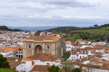 Fototapeta na wymiar high angle view of the whitewashed Andalusian town of Aracena
