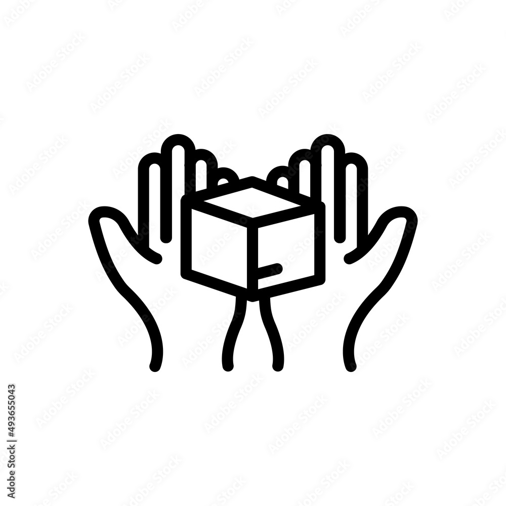 Poster hand icon with box. delivery. line icon style. suitable for packaging icon. simple design editable. 