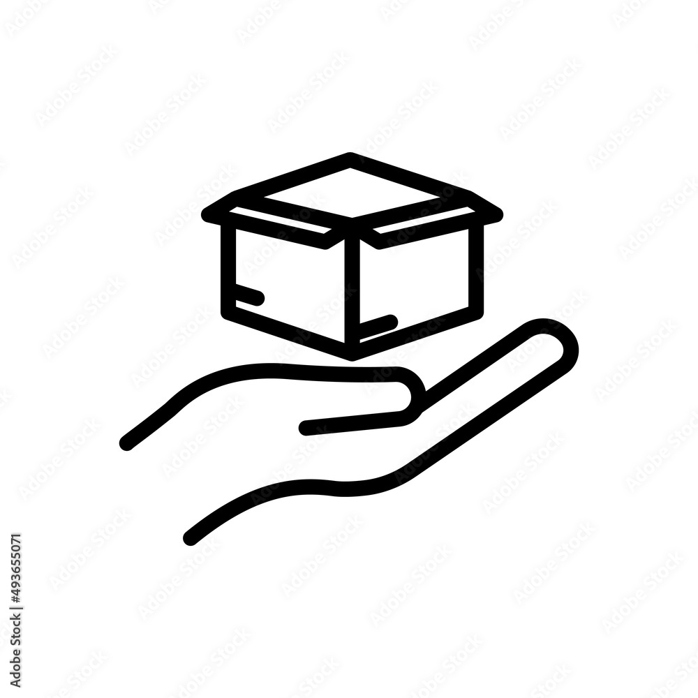 Poster hand icon with open box. delivery. line icon style. suitable for packaging icon. simple design edita