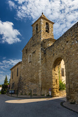 Fototapeta na wymiar Church and old town in Vacqueyras, departement Vaucluse, Provence, France