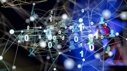 Abstract technology group and data 3d