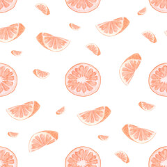 Oranges in a watercolor pattern, seamless, insulated