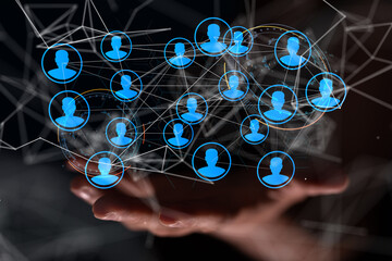 Abstract technology group and data 3d