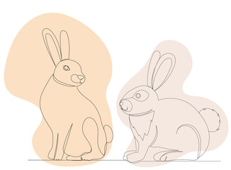 hare, rabbit one line drawing