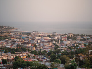 Cityscape of Central Monrovia as seen from the famous Ducor Hotel in Monrovia, Liberia - obrazy, fototapety, plakaty