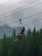 zip line in the mountains of Ukraine