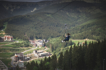 zip line in the mountains of Ukraine