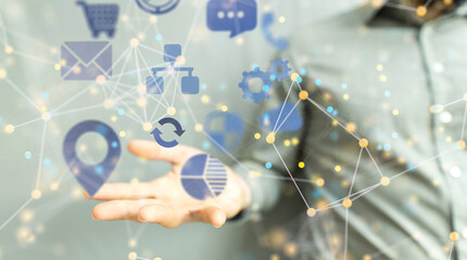  Ui icon medical in hospital with medical technology network concept