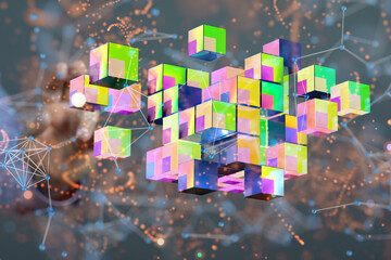 Big data and artificial intelligence concept. Machine learning and cyber mind domination