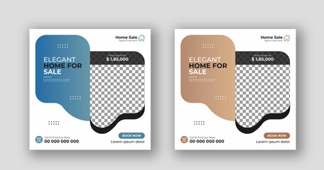 Business real estate social media post square flyer banner template