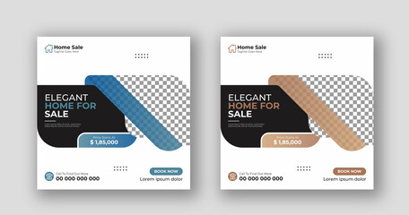 Business real estate social media post square flyer banner template