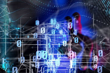 Global network. Blockchain. 3D illustration. Neural networks and artificial intelligence. Abstract