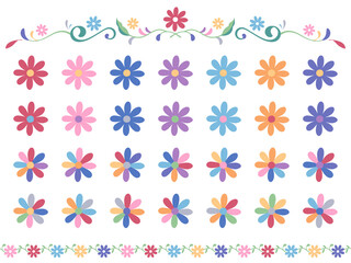 エレガントな花のフレームとアイコン_オトミ刺繍のイメージ_メキシコ_1:1