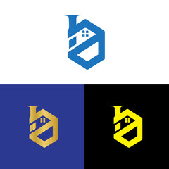 Real estate logo template. Outline style house. Vector illustration for print or web.