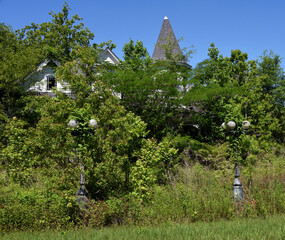 Grand Home Overgrown by Weeds and Time