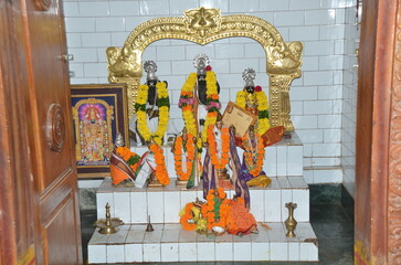 The famous hindu festival Sri Rama Navami in India. God Sri Rama, Lakshmana, Hanuma and goddess...
