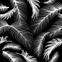 Illustration pattern palms leaves seamless with background spring design