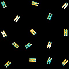 Illustration pattern letters H and N with black background fashion design