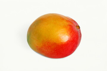 colorful ripe fresh kent mango isolated on white background - obrazy, fototapety, plakaty