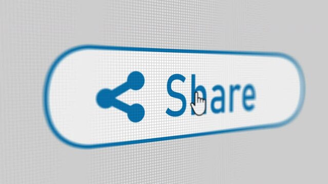 The share button on the computer screen. The cursor clicks on the share button.