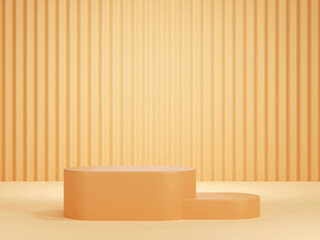 Fototapeta na wymiar 3d rendering of blank podium. Display stand for product presentation mock up. 3d brown background