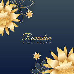 Islamic ramadan kareem greeting card. Black gold ramadan holiday invitation template with mosque star moon crescent and gold Arabic pattern. Vector illustration.