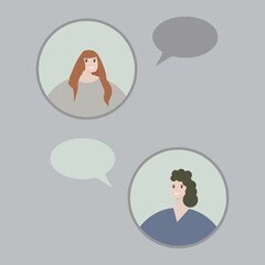 communication of two girls in the windows