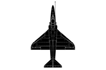 Vista de planta de avión de combate con ala delta A-4