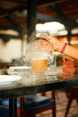 Smoke drink in a pub.