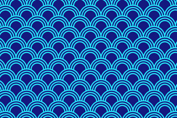 Wave circle illustration with blue pattern ornament for decoration