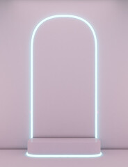 3d renderingconcret square shape podium on pink background and  light line.minimailst concept 