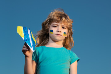 Close the sky over Ukraine banner. No fly zone over Ukraine. State support in war. United Europe...