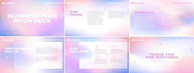 Ethereal atmosphere mesh gradient presentation pitch deck template with pastel colour palette for fashion or skincare cosmetic industry