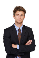 He has the business skill to succeed. Portrait of a handsome young businessman standing with his arms folded.