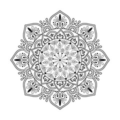 Black and white elements round mandala vector graphics design in illustration.