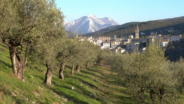 The beautiful village of Capestrano in spring season, Province of L'Aquila, Abruzzo, Italy.