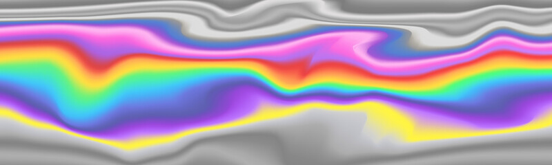 Big modern bright banner with holographic gradient effect background. Holographic gradient rainbow foil glitch effect slide background. Rainbow waves banner backdrop surface with iridescent effect