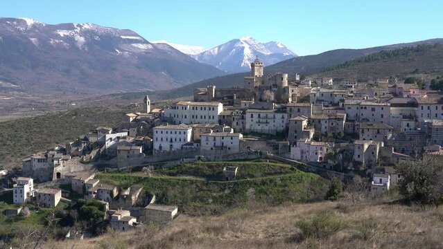 The beautiful village of Capestrano in spring season, Province of L'Aquila, Abruzzo, Italy.