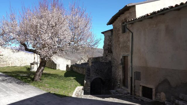 Navelli in spring season, beautiful village in the province of L'Aquila, in the Abruzzo region of central Italy.