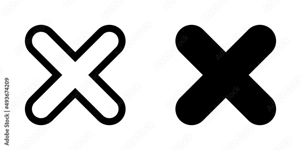 Poster ofvs24 outlinefilledvectorsign ofvs - cross x vector icon . isolated transparent . no wrong sign . d