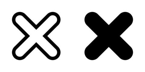 Obraz premium ofvs24 OutlineFilledVectorSign ofvs - cross x vector icon . isolated transparent . no wrong sign . delete, vote symbol . black outline and filled version . AI 10 / EPS 10 . g11299