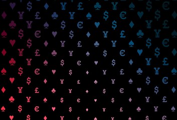 Dark blue, red vector cover with symbols of gamble.