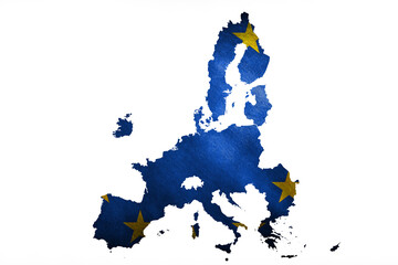 The outline of the European Union in the national colors on a grunge background